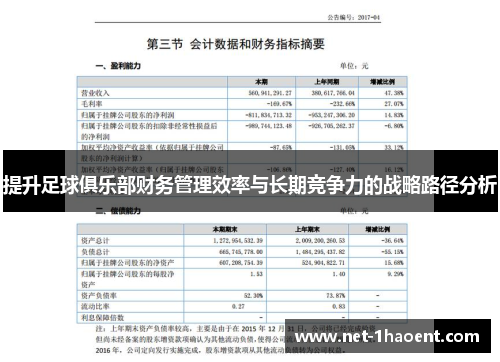 提升足球俱乐部财务管理效率与长期竞争力的战略路径分析
